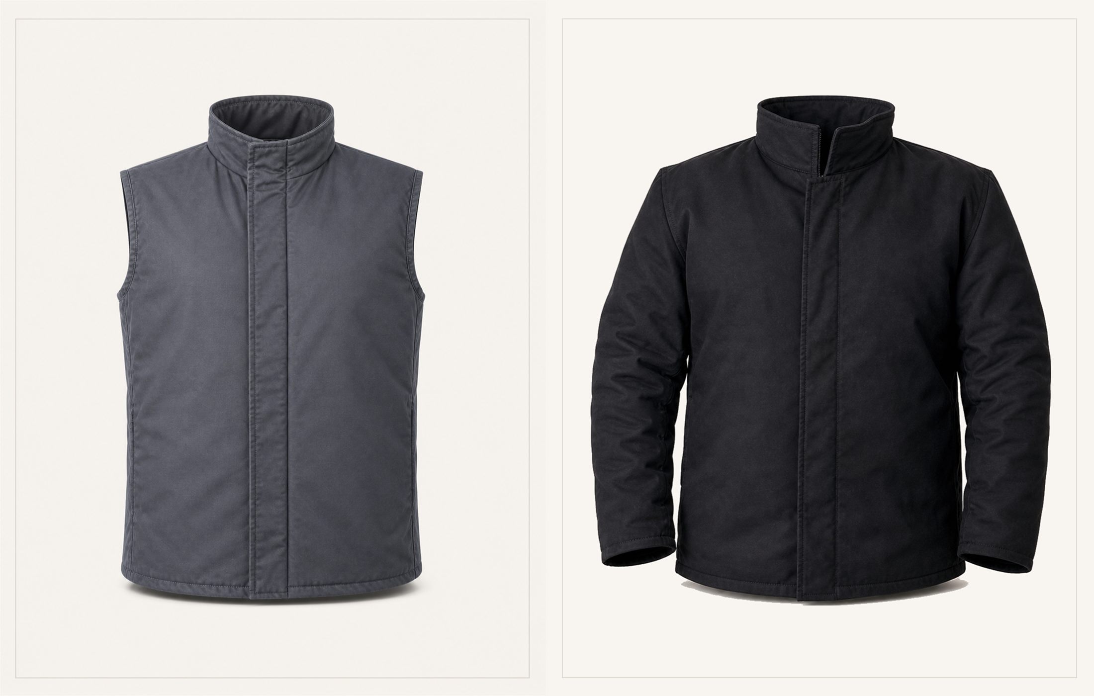 Knife Protection Jacket protective outerwear in gray vest and black jacket versions